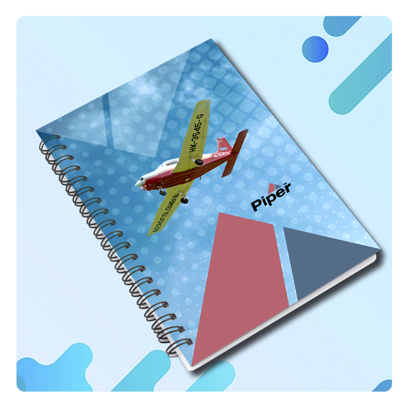 Avión Piper 28 matrícula HK-3545-G escuela Aeroclub de Colombia. Cuadernos, libretas, agendas con motivos de aviación, aviones y helicópteros