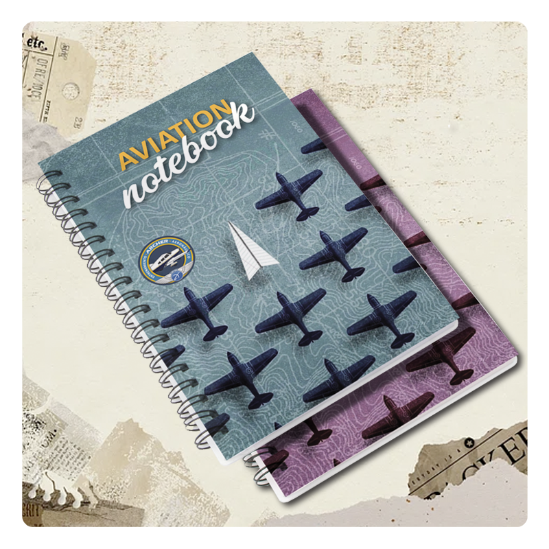 Cuadernos, libretas, agendas con motivos de aviación, aviones y helicópteros