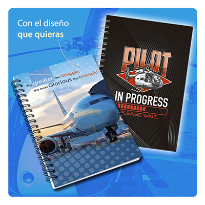 cuadernos, agendas y libretas con motivos de aviones y helicópteros