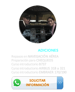 Cursos de repaso y adiciones para estudiantes de Aviación y para Pilotos. Cursos de Navegación aérea, chequeos finales para Piloto , Curso de Boeing B737, Airbus A320, EMBRAER E170. 