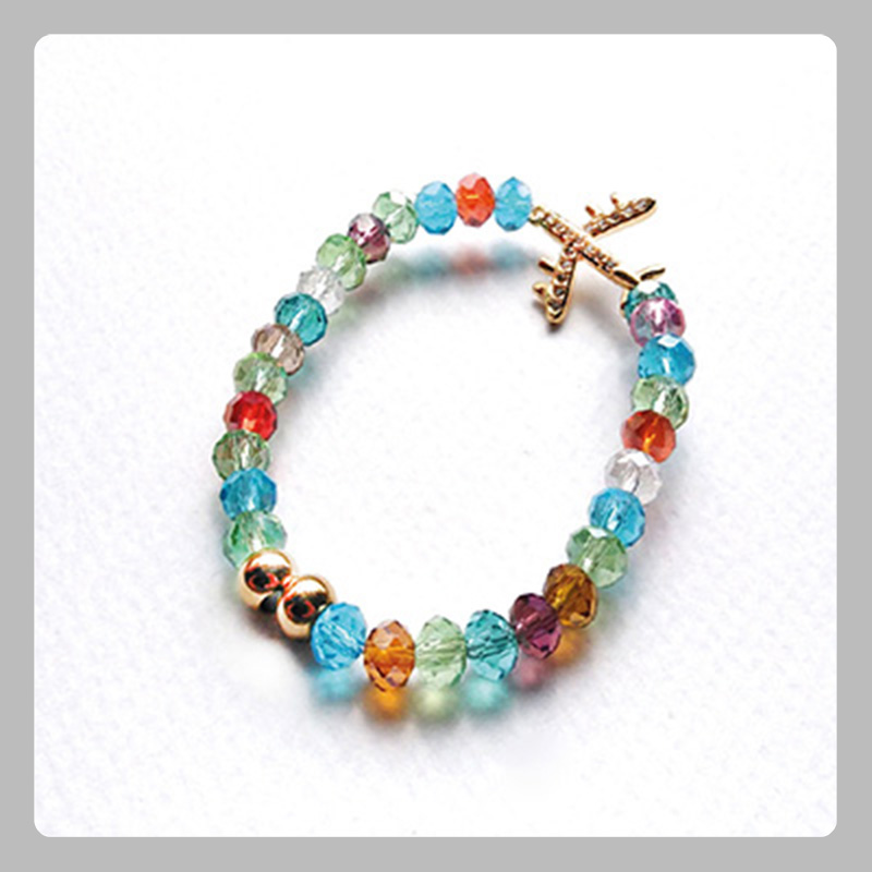 Pulsera en murano con dije de avión. Avión brillantes regalo mujer
