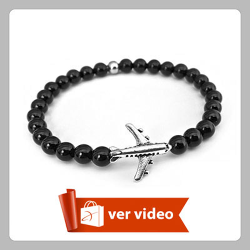 Pulsera en piedras naturales con dije de avión