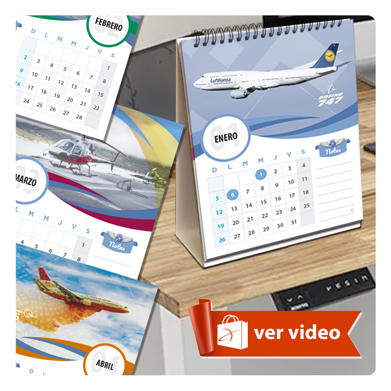 Calendarios personalizados de aviación con diseños de aviones y helicópteros 