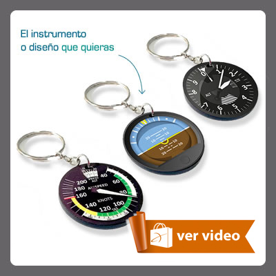 Llaveros en acrílico con motivos de aviación, instrumentos de vuelo, velocímetro, indicador de velocidad, aispeed indicator, attitud indicator, indicador de actitud, altímetro, palo y bola, coordinador de virajes, turn coordinator, heading indicator, indicador de rumbo, certical speed indicator, vsi, indicador de velocidad vertical