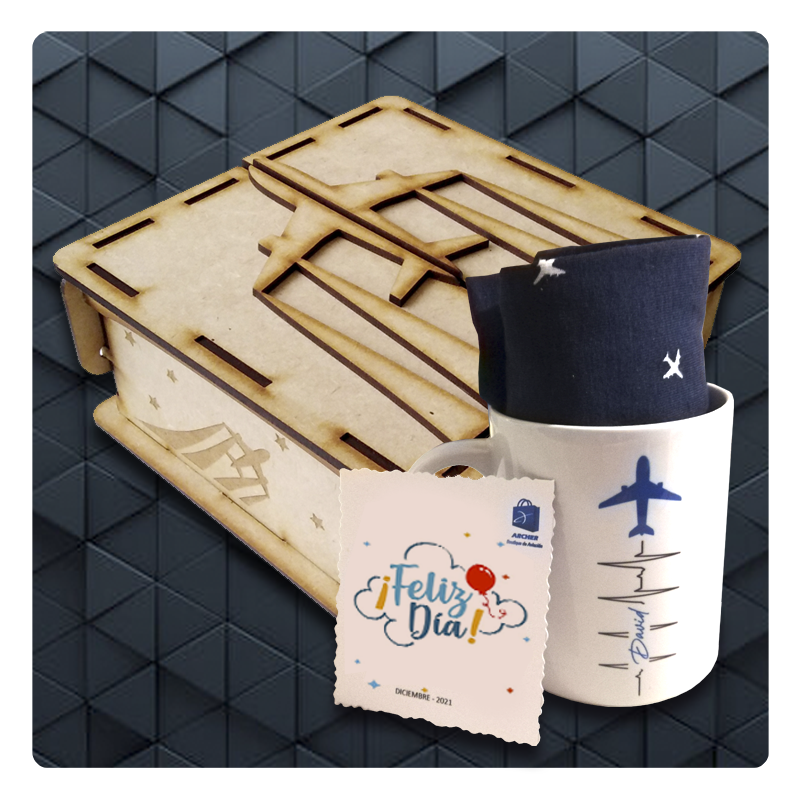 Regalos y detalles para personal de aviación. Cajas sorpresa personalizadas para amantes de los aviones