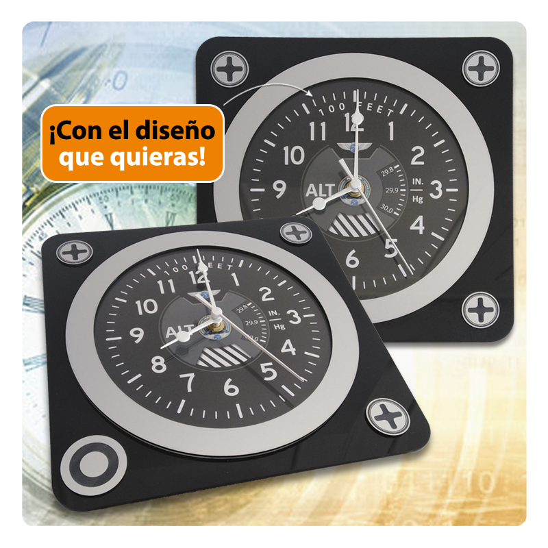 Relojes personalizados con temas de aviones, aviación, intrumentos de vuelo, de motor, navegación, vor, adf, rmi, velocímetro, horizonte artificial, altímetro, coordinador de virajes, inclinómetro, giróscopo direccional, indicador de rumbo, variómetro, vsi, vertical speed