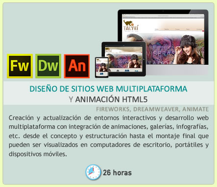 Curso de diseño de sitios y páginas web multiplataforma adaptables y responsive con animación html5 para móviles, Adobe Fireworks, Dreamweaver, Animate