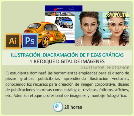 Curso de Ilustración digital, diagramación y maquetación de piezas gráficas y edición digital y retoque fotográfico de imágenes, Adobe Illustrator, Photoshop