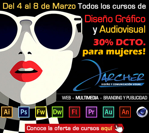 Promoción cursos de diseño gráfico audiovisual para el día de la mujer